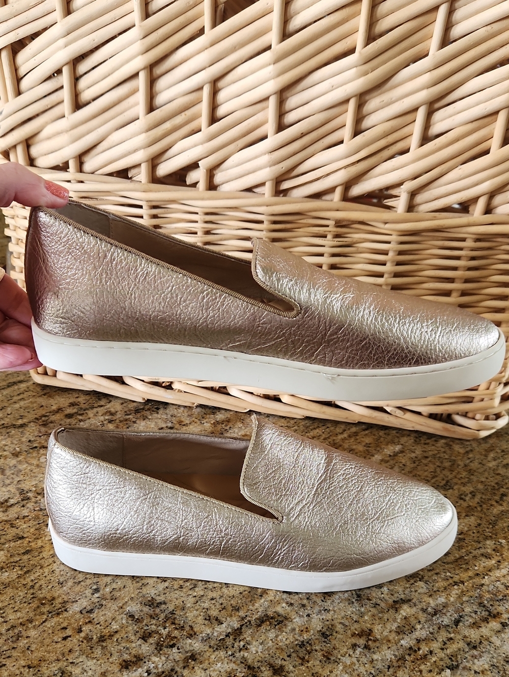 Birdies The Swift Slip-On Sneaker Metallic Gold Leather size 9 - Picture 5 of 16